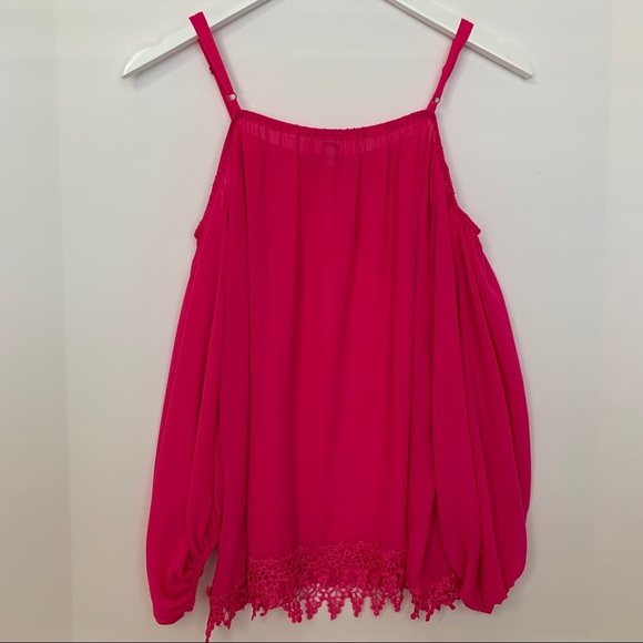 🎉HP🎉 Ya Los Angeles Pink Off-Shoulder Top Large - Picture 7 of 8